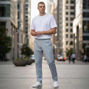 CHAMPION Men Joggers Sweatpants Size Medium Gray Elastic Waist Drawstring Logo